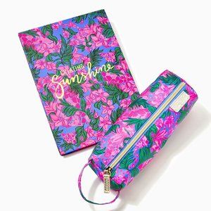 NWT Lilly Pulitzer Sketchbook & Pencil Case in Cerise Pink Safari Sunset
